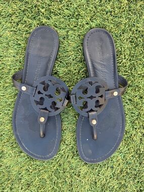 Tory Burch Black Miller Logo Thong Sandals